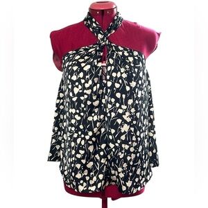 ZARA black and ivory satin easy care halter top